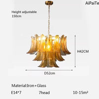 Lustre en verre LED scandinave AiPaiTe pour salon, salle à manger et chambre | Marco Lucetti AD52CM7head3layer / Blanc chaud