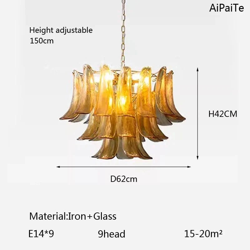 Lustre en verre LED scandinave AiPaiTe pour salon, salle à manger et chambre | Marco Lucetti AD62CM9head3couche / Blanc chaud