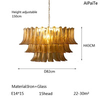 Lustre en verre LED scandinave AiPaiTe pour salon, salle à manger et chambre | Marco Lucetti AD82CM15head3couche / Lumière naturelle