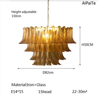 Lustre en verre LED scandinave AiPaiTe pour salon, salle à manger et chambre | Marco Lucetti AD82CM15head4couche / Lumière naturelle