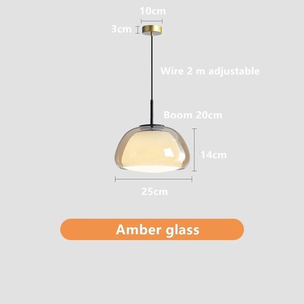 Lustre en Verre LUXE pour une Décoration Moderne de Maison | Marco Lucetti Ambre 25CM / Lumière blanche