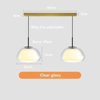 Lustre en Verre LUXE pour une Décoration Moderne de Maison | Marco Lucetti Clair 25CM 2P / Lumière blanche