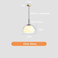 Lustre en Verre LUXE pour une Décoration Moderne de Maison | Marco Lucetti Clair 25CM / Lumière blanche