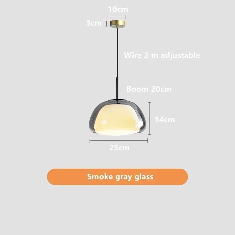 Lustre en Verre LUXE pour une Décoration Moderne de Maison | Marco Lucetti Gris fumé 25CM / Lumière blanche