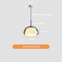 Lustre en Verre LUXE pour une Décoration Moderne de Maison | Marco Lucetti Gris fumé 25CM / Lumière blanche