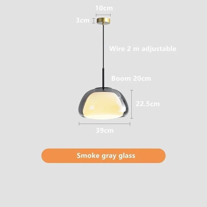 Lustre en Verre LUXE pour une Décoration Moderne de Maison | Marco Lucetti Gris fumé 39CM / Lumière blanche