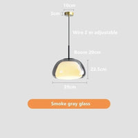 Lustre en Verre LUXE pour une Décoration Moderne de Maison | Marco Lucetti Gris fumé 39CM / Lumière blanche