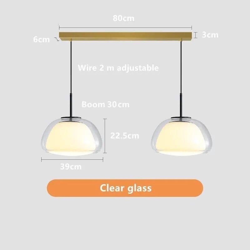 Lustre en Verre LUXE pour une Décoration Moderne de Maison | Marco Lucetti Transparent 39CM 2P / Lumière blanche