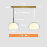 Lustre en Verre LUXE pour une Décoration Moderne de Maison | Marco Lucetti Transparent 39CM 2P / Lumière blanche