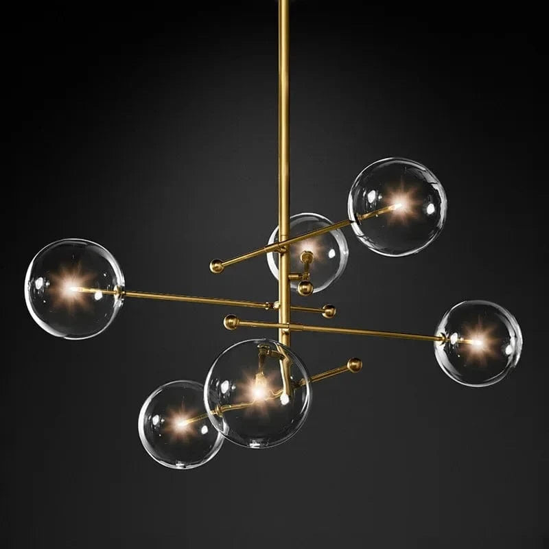  Lustre en verre noir et or LED moderne pour le salon et la chambre | Marco Lucetti