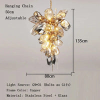 Lustre en verre post-moderne LED de luxe | Marco Lucetti H135cm / Lumière naturelle