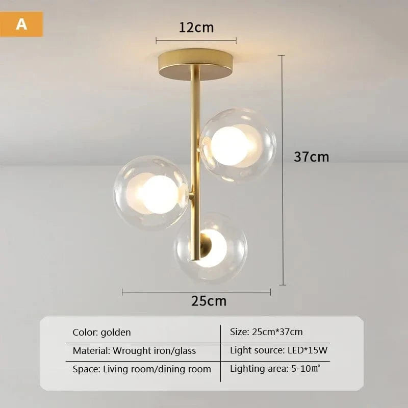 Lustre en verre pour éclairage de maison et de bar | Marco Lucetti Or / Sans ampoule