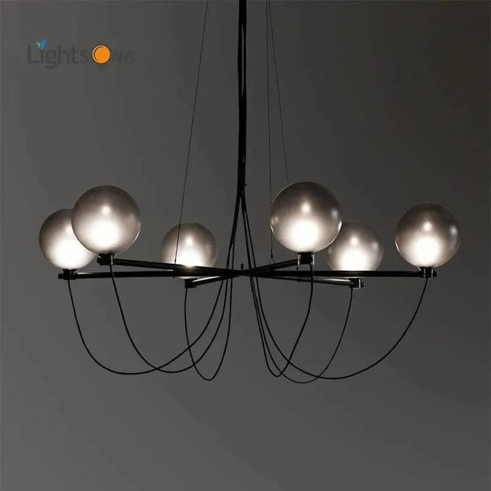 Lustre en verre pour villa duplex et magasin de vêtements | Marco Lucetti 6 têtes