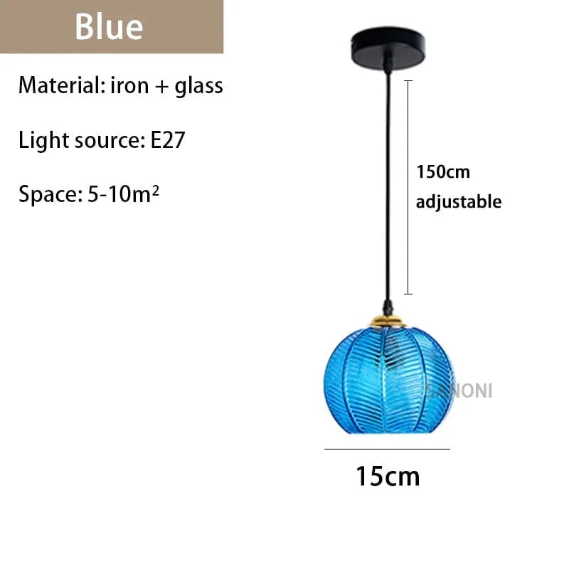 Lustre en verre rayé nordique : Lampe suspendue moderne pour décoration d'intérieur | Marco Lucetti BL-D15cm / Blanc froid