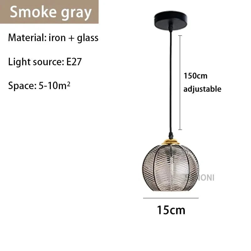 Lustre en verre rayé nordique : Lampe suspendue moderne pour décoration d'intérieur | Marco Lucetti SG-D15cm / Blanc froid