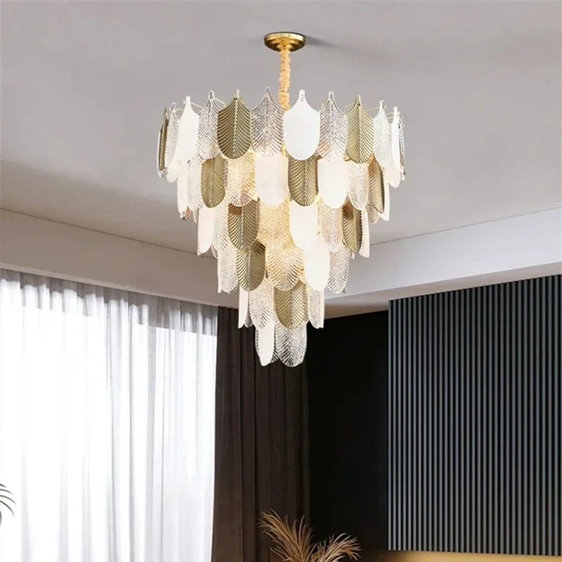 Lustre en verre suspendu LED de luxe pour décoration intérieure de salon Villa hall | Marco Lucetti