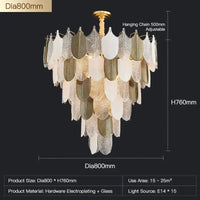 Lustre en verre suspendu LED de luxe pour décoration intérieure de salon Villa hall | Marco Lucetti Dia80cm / Blanc chaud