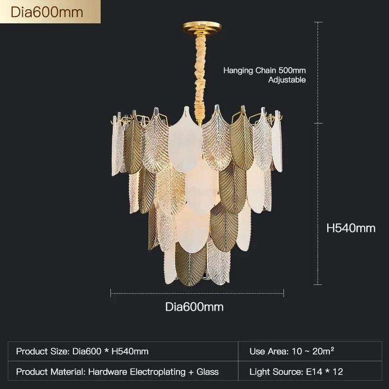 Lustre en verre suspendu LED de luxe pour décoration intérieure de salon Villa hall | Marco Lucetti Diamètre60cm / Blanc froid