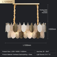 Lustre en verre suspendu LED de luxe pour décoration intérieure de salon Villa hall | Marco Lucetti L120cm / Blanc chaud