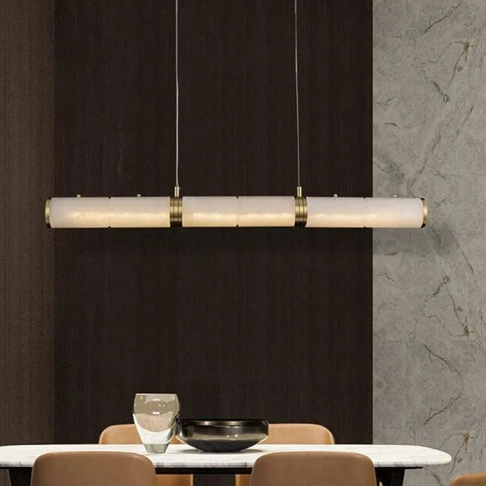 Lustre en zigzag en cuivre et marbre, éclairage LED de luxe modernisé. | Marco Lucetti