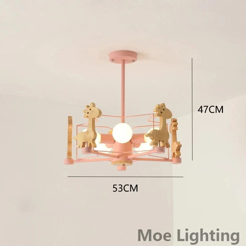 Lustre enfant LED Girafe Glow | Marco Lucetti Rose / Blanc chaud