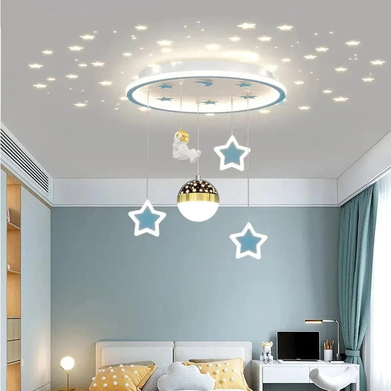 Lustre Etoile Créatif LED Moderne pour Chambre d'Enfant. | Marco Lucetti Dia40xH45cm Bleu