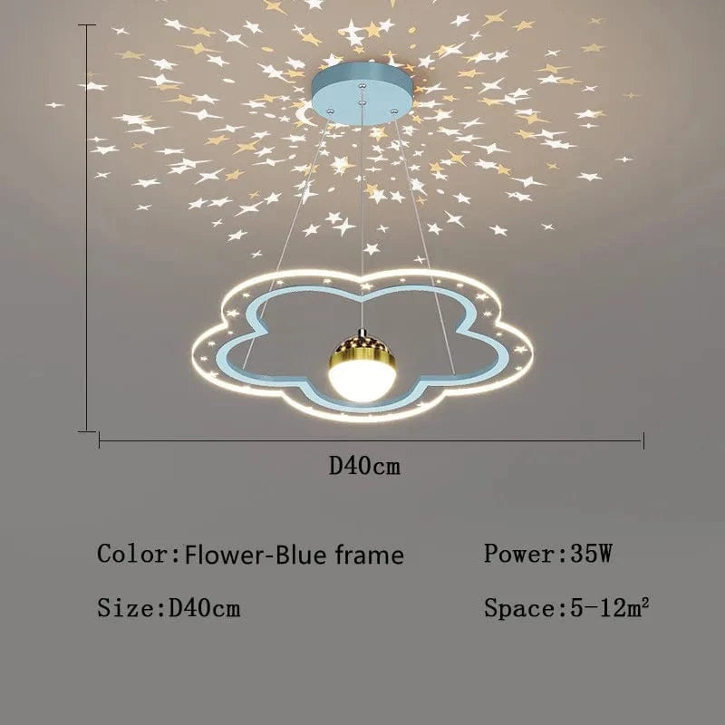 Lustre Etoile Créatif LED Moderne pour Chambre d'Enfant. | Marco Lucetti Fleur bleue Dia40cm