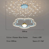 Lustre Etoile Créatif LED Moderne pour Chambre d'Enfant. | Marco Lucetti Fleur bleue Dia50cm
