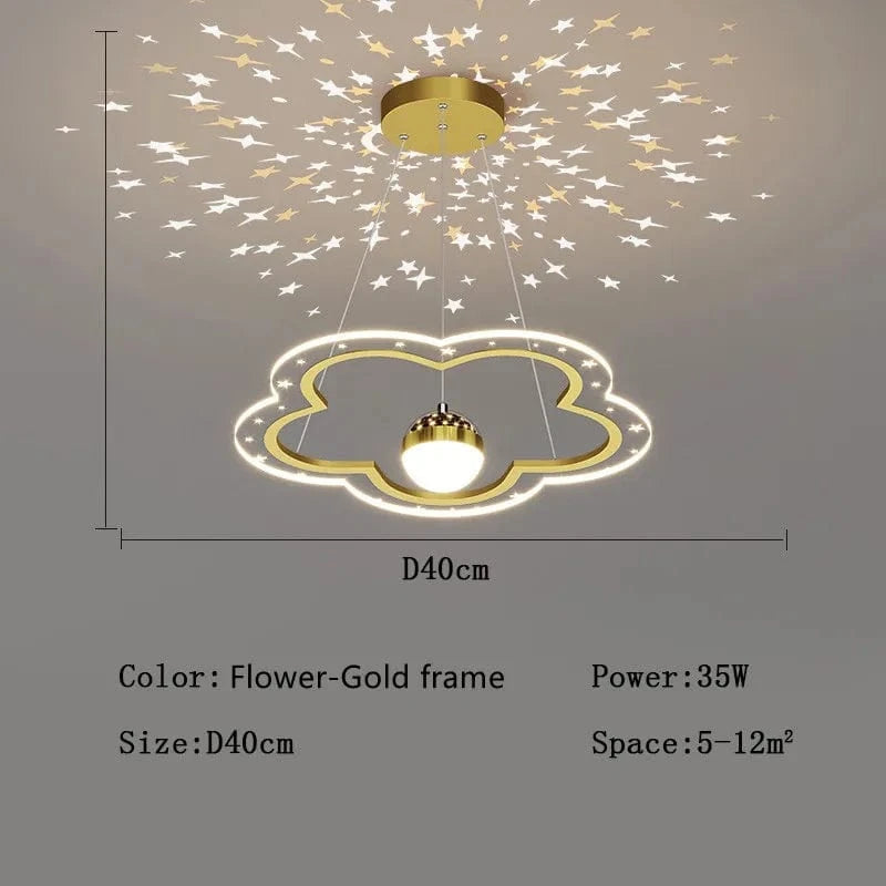 Lustre Etoile Créatif LED Moderne pour Chambre d'Enfant. | Marco Lucetti Fleur d'or Dia40cm