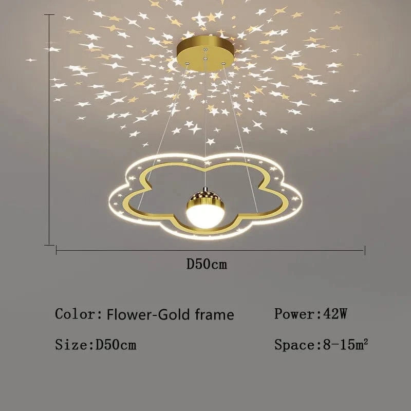 Lustre Etoile Créatif LED Moderne pour Chambre d'Enfant. | Marco Lucetti Fleur d'or Dia50cm