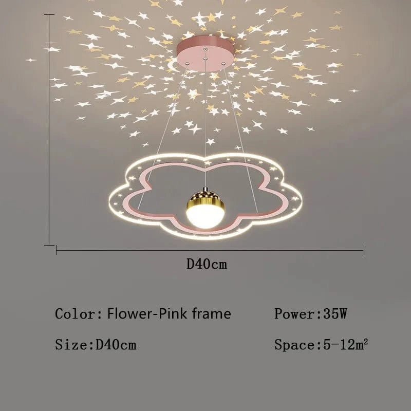Lustre Etoile Créatif LED Moderne pour Chambre d'Enfant. | Marco Lucetti Fleur rose Dia40cm