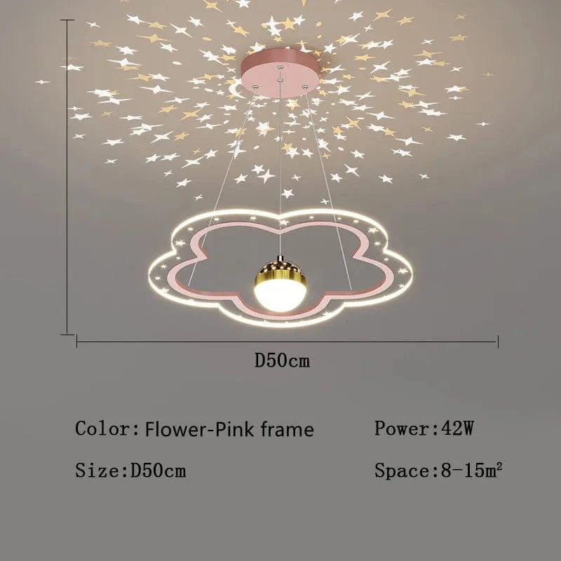 Lustre Etoile Créatif LED Moderne pour Chambre d'Enfant. | Marco Lucetti Fleur rose Dia50cm