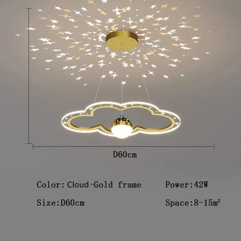 Lustre Etoile Créatif LED Moderne pour Chambre d'Enfant. | Marco Lucetti Nuage d'or Dia60cm