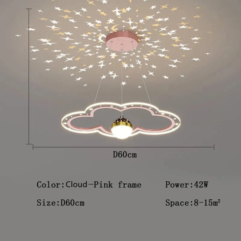 Lustre Etoile Créatif LED Moderne pour Chambre d'Enfant. | Marco Lucetti Nuage Rose Dia60cm