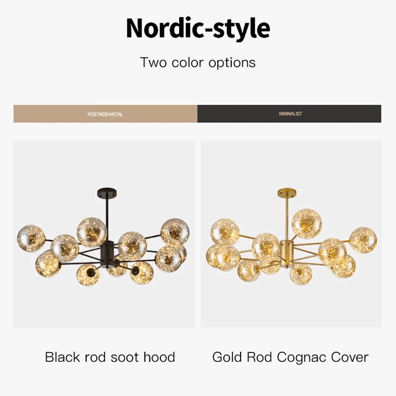 Lustre Étoile Nordique Moderne LED Magique Boule de Verre Haricot | Marco Lucetti