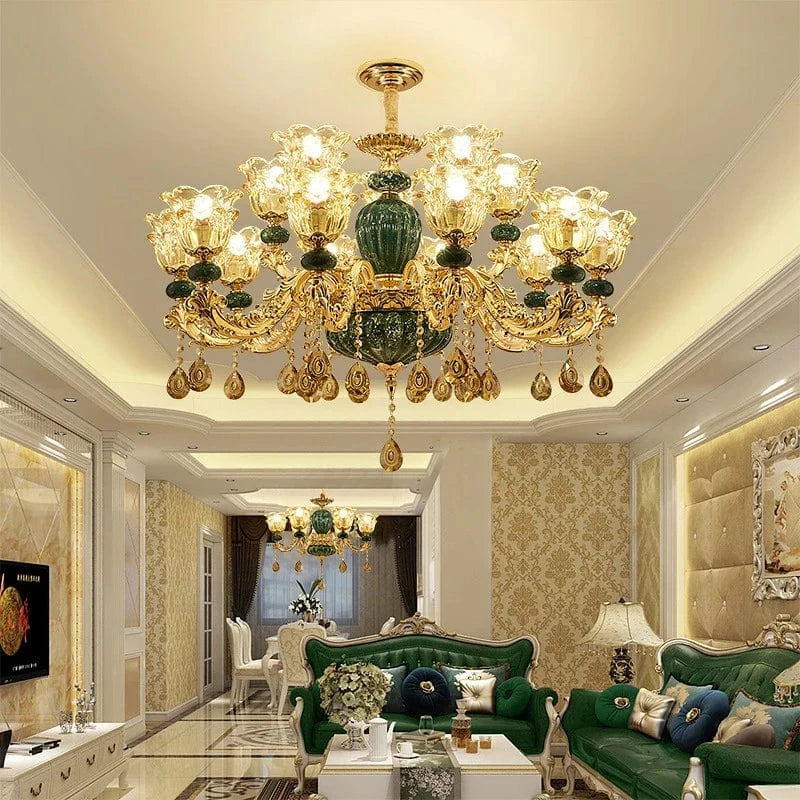 Lustre Européen LED en Céramique Cristal pour Villa Duplex | Marco Lucetti