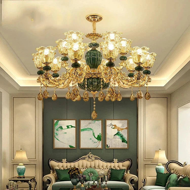 Lustre Européen LED en Céramique Cristal pour Villa Duplex | Marco Lucetti D100H50CM 15Lumière / Changeable