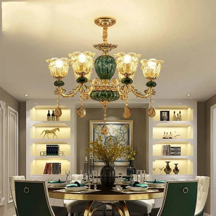 Lustre Européen LED en Céramique Cristal pour Villa Duplex | Marco Lucetti D70H50CM 6Lumière / Changeable