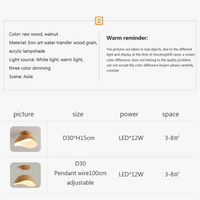 Lustre en fer grain bois nordique avec LED