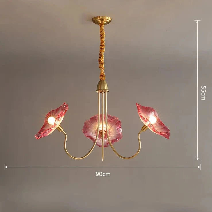 Lustre Fleurs en Verre - Style Nordique Moderne | Marco Lucetti 3 têtes rouge P