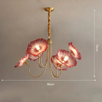 Lustre Fleurs en Verre - Style Nordique Moderne | Marco Lucetti 6têtes rouge P