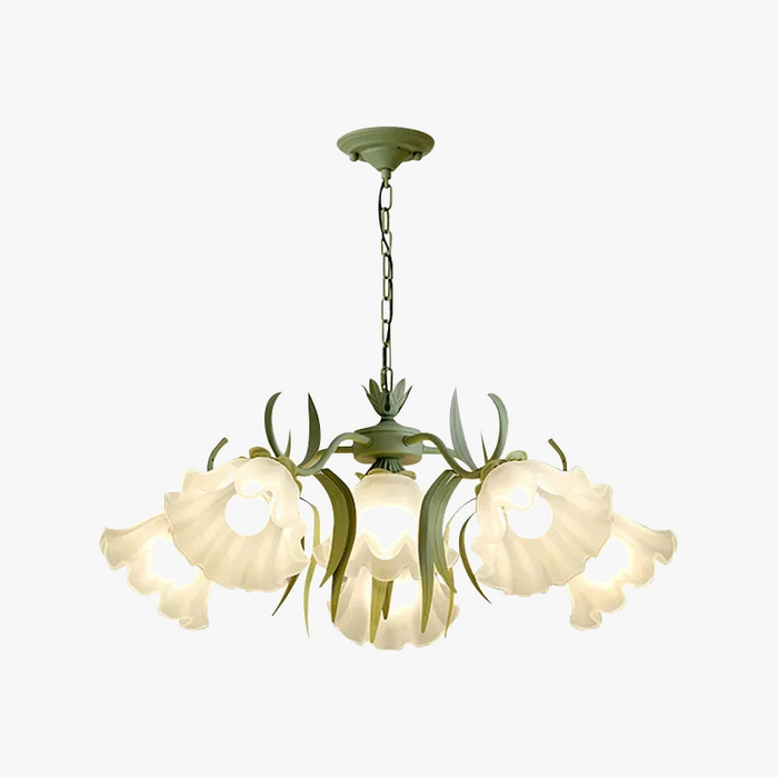 Lustre en verre français "Muguet Fleuri"