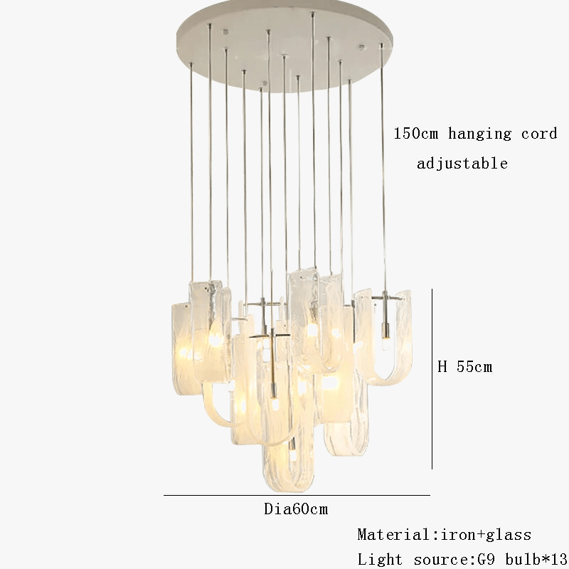 Lustre Français Moderne en Verre à Brume pour Salon | Marco Lucetti