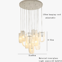 Lustre Français Moderne en Verre à Brume pour Salon | Marco Lucetti