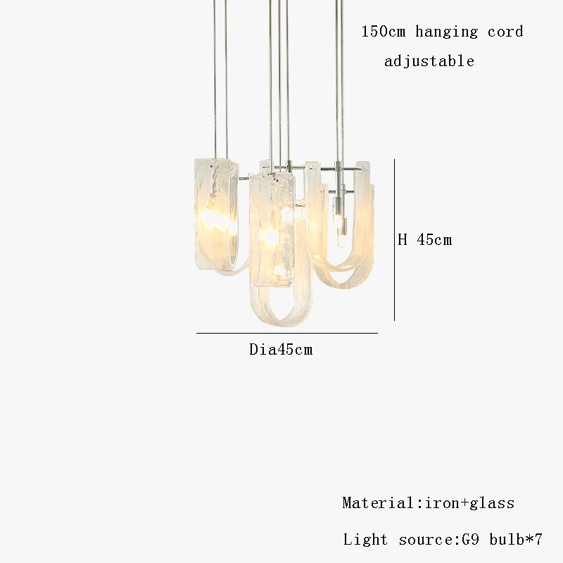 Lustre Français Moderne en Verre à Brume pour Salon | Marco Lucetti