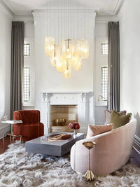 Lustre Français Moderne en Verre à Brume pour Salon | Marco Lucetti