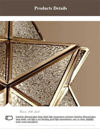 Lustre géométrique rétro en cuivre nordique avec étoile en verre | Marco Lucetti