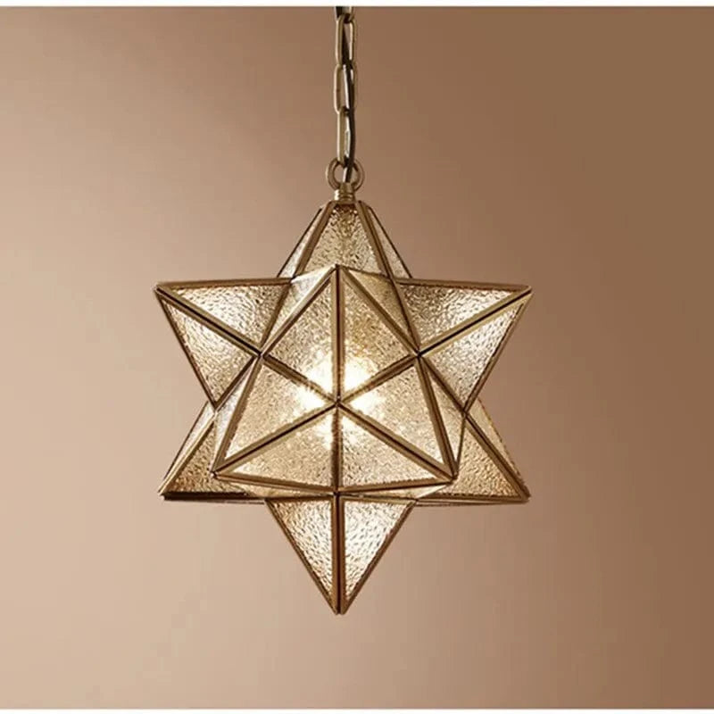 Lustre géométrique rétro en cuivre nordique avec étoile en verre | Marco Lucetti A / 30X30CM
