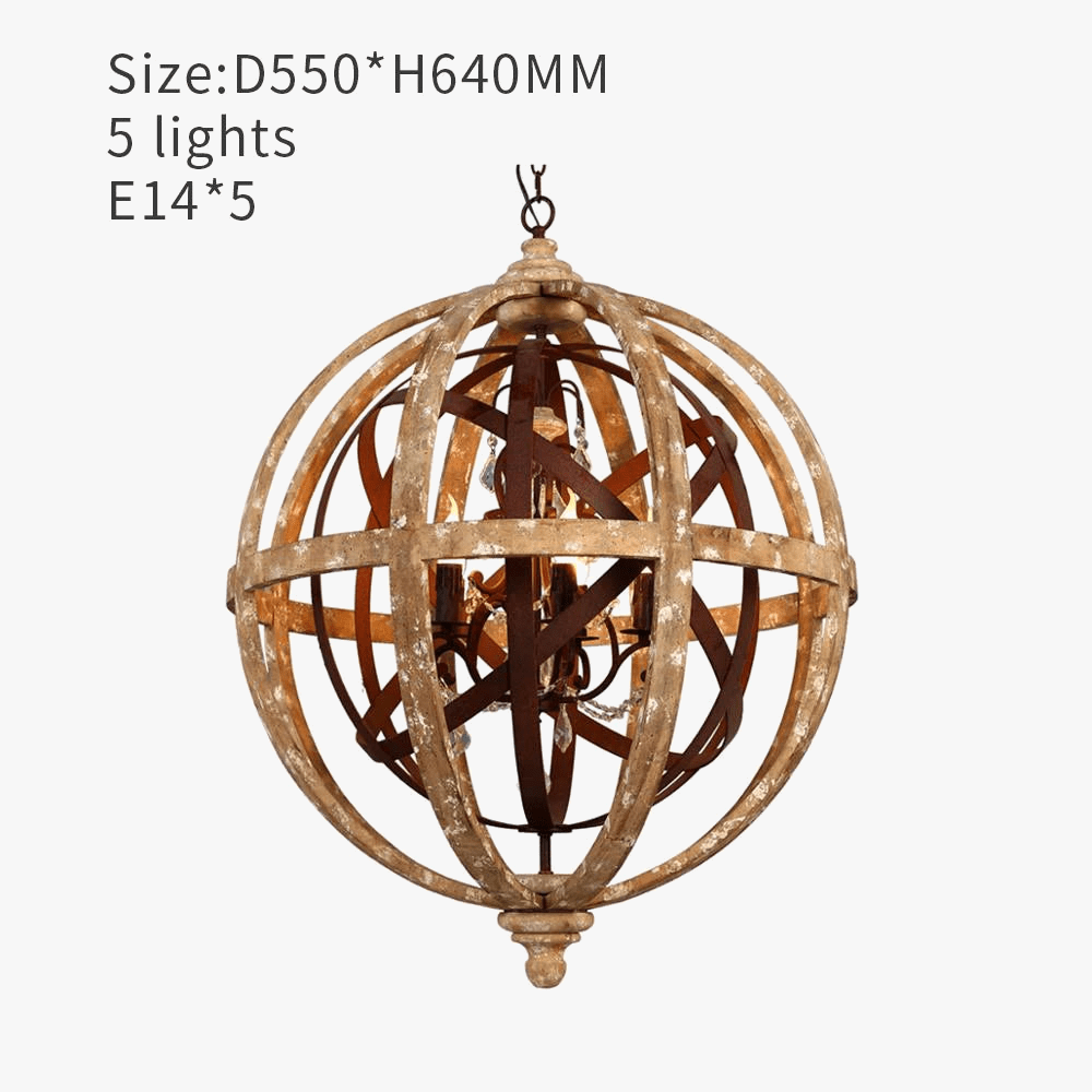 Lustre Globe Bois Antique | Marco Lucetti