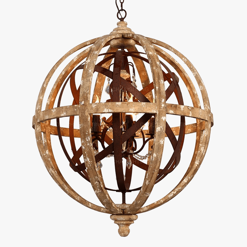 Lustre Globe Bois Antique | Marco Lucetti